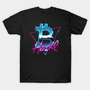 Bitcoin Logo Rad 80's Retrowave HODL BTC Crypto Bitcoin T-Shirt